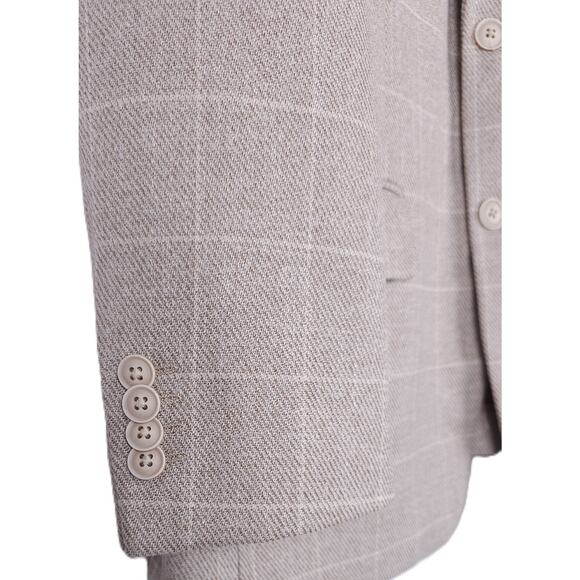 Tommy Hilfiger Men's Modern-Fit Stretch Sport Coat Tan Cream Windowpane 42S NWT - Picture 5 of 7